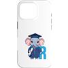 Timowo Studio Custodia per iPhone 16 Pro Elefante Lettera R Alfabeto Design