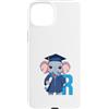 Timowo Studio Custodia per iPhone 15 Plus Elefante Lettera R Alfabeto Design