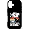 Introvert Gamer Cat Lover Retro Custodia per iPhone 17 Gioco introverso controller in mano gatto sul giro retrò