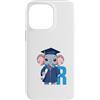 Timowo Studio Custodia per iPhone 14 Pro Max Elefante Lettera R Alfabeto Design