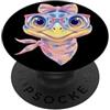 Kawaii Whimsical Pastel Woodland Face Gr Blue Hedgehog Ritratto Amante Animali Grafica Occhiali Rosa PopSockets PopGrip Adesivo