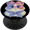 Kawaii Whimsical Rodent Face Graphics Gl Simpatico criceto pastello ritratto amante degli animali grafico fiocco rosa PopSockets PopGrip Adesivo