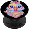 Kawaii Whimsical Farm Animal Face Graphi Blu Pollo Floreale Ritratto Uccello Amante Grafica Rosa Occhiali PopSockets PopGrip Adesivo