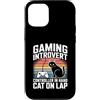 Introvert Gamer Cat Lover Retro Custodia per iPhone 12/12 Pro Gioco introverso controller in mano gatto sul giro retrò