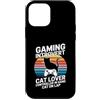 Introvert Gamer Cat Lover Retro Custodia per iPhone 12 mini Gioco introverso controller in mano gatto sul giro retrò