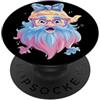 Kawaii Whimsical Pastel Bearded Face Gra Carino Gnome Ritratto Fantasia Personaggio Grafico Barbuto Rosa PopSockets PopGrip Adesivo