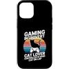 Introvert Gamer Cat Lover Retro Custodia per iPhone 12/12 Pro Gioco introverso controller in mano gatto sul giro retrò