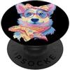 Kawaii Whimsical Pastel Pet Face Graphic Blue Dog Portrait Animal Lover Graphic Occhiali Rosa Floreale PopSockets PopGrip Adesivo