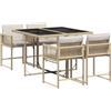 vidaXL Set da Pranzo da Giardino 5 pz con Cuscini Beige in Polyrattan