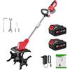 SWBSLL Motozappa Elettrica, Motozappa a Batteria con 2 x 4.0Ah Batteria, 3 Tipi di Lama, Display LED e Interruttore a Doppia Sicurezza, Larghezza 30 cm e Profondità 22 cm, per Giardinaggio e Coltivate