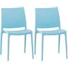 CLP Set di 2 sedie Maya I Sedie impilabili Resistenti alle intemperie Fino a 130 kg di carico, Colore:Azzurro