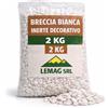 Lemag srl Breccia Bianca 2 Kg Inerte Decorativo - Per Giardino, Aiuole, Vasi e Fioriere - Pietrisco Bianco per Decoro e Drenaggio, Uso Edilizia e Finiture - LEMAG SRL