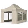 TOOLPORT 3x4,5m Gazebo Pieghevole PES 800 con Laterali (finestre panoramiche), Professional 40mm Alluminio, Crema