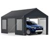 SOARS Tenda Garage Auto Esterno 300 X 595 X 280 CM, Tettoia per Auto con Telaio in Metallo e Copertura in PE Resistente alle Intemperie, Capanno da Giardino per Vehicolo, Biciclette, Moto, Attrezzi