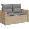 vidaXL Divano da Giardino con Cuscini a 2 Posti Beige in Polyrattan