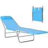 Outsunny Lettino Prendisole Pieghevole con Schienale Reclinabile e Cuscino, Sdraio da Giardino, Spiaggia e Campeggio, Blu