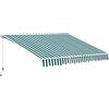 Outsunny Tenda da Sole per Esterno Regolazione con Manovella, in Alluminio e Poliestere, 295x250cm, Verde e Bianco