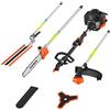Fuxtec Decespugliatore a scoppio 4 in 1 multifunzione, tagliasiepi, motosega da potatura, tagliabordi- multiutensile da giardino 52cc motore a miscela di benzina 2 tempi FUXTEC FX-MT152