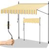 Randaco Tenda da Sole a Bracci con Manovella, 250x120cm Protezione per Il Balcone, Tenda resistente per Esterno ai raggi UV e regolabile in Altezza, Senza Forare, Arancione Bianco