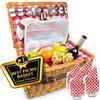 Nature Gear Cestino da picnic, cestino in vimini con manico per esterni, cestino in tessuto isolato, include un kit di servizio di stoviglie e bicchieri da vino, set di cestini da picnic per 4, rosso