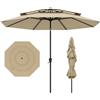 COSTWAY Ombrellone Giardino 300 cm, Ombrellone 3 Livelli con Ventilazione, Inclinazione Regolabile, Manovella, 8 Costole, per Giardino Spiaggia Piscina (Beige)