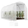 Outsunny Serra per Orto con 6 Finestre e Porta Avvolgibile, Serra da Giardino a Tunnel, Serra per Piante con Struttura in Metallo e Telo in Polietilene, 3.5x2x2m, Bianco