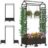 HOMASIS Arco da Giardino con Ruote, 2 in 1 Pergolato da Giardino con Arco per Rampicanti e Fioriera, Sistema di Auto-Irrigazione, Decorazioni da Esterno per Matrimoni (Marrone, 154 x 40 x 163 cm)