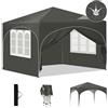 Laneetal Gazebo Pieghevole Pergola da Giardino Pop-up con Pareti 3x3 Grigio | UPF 50+ UV, impermeabile, altezza regolabile, stabile, 4 pareti, Spiaggia