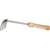 SHW-FIRE Piccolo rastrello da giardino con 5 denti e manico corto in frassino da 30 cm