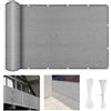 YUANZHI Copri Ringhiera Balcone 450 x 80 cm Protezione UV Resistente Al Vento, Copertura per Recinzione Esterna, per Patio Giardino, Grigio Chiaro
