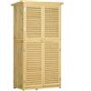 Outsunny Casetta in Legno da Giardino con Tetto Impermeabile, Armadio da Esterno Porta Attrezzi da Giardino con 4 Scompartimenti, 87x46.5x160cm, Color Legno