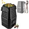 KADAX Compostiera da giardino in plastica, compostiera per rifiuti da giardino, bidone di compostaggio con ventilazione, contenitore per compost con irrigazione a goccia, compostiera rapida (nero 1050