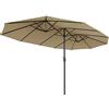 SONGMICS Ombrellone Doppio da Giardino, Parasole di 460 x 270 cm, Extra Grande, UPF50+, con Manovella, per Mercato Esterno Terrazzo, Base non Inclusa, Tortora GPU36BR