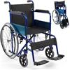 Mobiclinic®, Sedia a rotelle pieghevole, Alcázar, Freno manuale, Poggiapiedi fissi e braccioli pieghevoli, Marchio europeo, Carrozzina, Seduta 46 cm, Colore blu/nero