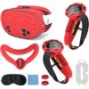 AARONMEI Kit di accessori protettivi VR per Meta Quest 3S, copertura dell'impugnatura del controller, copertura del guscio VR, maschera, copriobiettivo, impugnature per i pollici, conchiglie oculari (rosso)