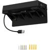 Generico Supporto a parete per Switch/Switch OLED, kit di montaggio a parete con 7 supporti per schede di gioco e 4 ganci per Joy Con, 2 porte USB da riporre in modo sicuro vicino o dietro la TV (Nero)