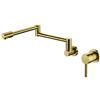 Faucet Rubinetto di riempimento per vaso a parete, design a doppio giunto snodato, rubinetto per lavello da cucina in ottone, miscelatore a due fori con maniglia singola, oro spazzolato