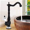HauTour Rubinetto in ottone anticato, per bagno, miscelatore monocomando per lavabo, stile vintage, colore: nero