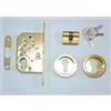 Generico Kit per porte scorrevoli versione chiusura YALE (cilindro) - KIT YALE PER PORTE TIPO SCRIGNO - Kit tondo con foro yale - (ORO LUCIDO)