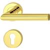 JUVA Maniglia di design in acciaio inox per porta su rosetta tonda per porte di camere - LDH 2171 | PZ - Cilindro | Ottone rivestito in PVD | Maniglia a leva a L con materiale di fissaggio | 1 Set