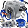 MASKO® Avvolgitore per tubo ad aria compressa automatico Attacco 1/4 - Avvolgitubo Portatubo a muro Avvolgitore per tubo Avvolgitore per tubo ad aria compressa, Grigio, 10m