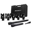 HASKYY Set di dadi per avvitatore a percussione, 10-27 mm, 1/2, 19 pezzi, 2 prolunghe 1/4 adattatore