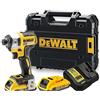 DEWALT DCF887D2-QW Trapano Avvitatore a Impulsi Attacco 1/4 a Batteria, 3 velocità, 2.0 Ah, Motore Brushless, 18V