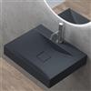 doporro Lavabo da Appoggio o Sospeso Rettangolare 60 cm in Marmoresina Antracite Opaco, Lavandino Bagno con Foro per Rubinetto, Montaggio a Parete - Colossum810