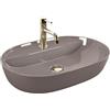 Rea - Lavabo Da Appoggio Aura 61 Shiny In Ceramica,Beige, Ovale 61X41X13cm