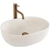 Rea - Lavabo Da Appoggio Amelia Sandy In Ceramica,Pietra Artificiale, Ovale 48X34,5X13,5cm