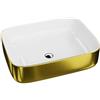 LAVITA Galera - Lavabo da appoggio, rettangolare, senza troppopieno e foro per rubinetto, in porcellana di alta qualità, moderno lavabo in ceramica, 50,5 x 40 x 14 cm