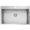 EVHOC Lavello Sopratop 75x51 cm, 1 Vasca per Cucina, Lavandino in Acciaio Inox Vasca Unica con Finitura Satinata, Fascia Forata per Miscelatore, Made in Italy, DEUS M