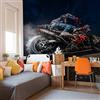 Wallepic WTD - Carta da parati autoadesiva, motivo motociclisti, estremi sport, gara 3D, 400 x 280 cm, effetto astratto, per il trasporto, per il soggiorno, la camera da letto, l'ufficio, il