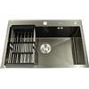HauTour Lavello da cucina in acciaio inox 304, 68 x 45 cm, con colino, foro per rubinetto e scolapiatti per armadio basso 45 cm, 1 vasca